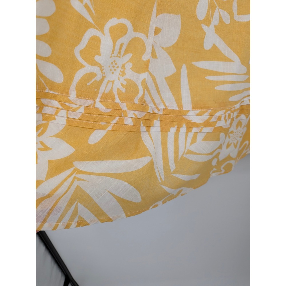 Chicos Midi Skirt Womens Medium Yellow Floral Tropical Cotton Ruffle Vacation - Picture 2 of 8